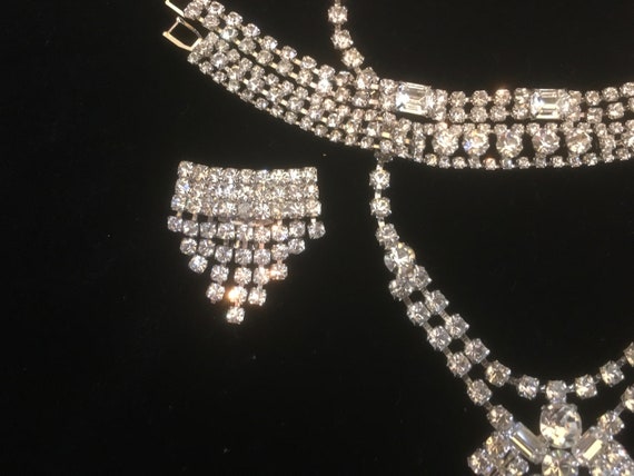 Lot of 1980s Clear Rhinestone Jewelry Necklace Br… - image 2