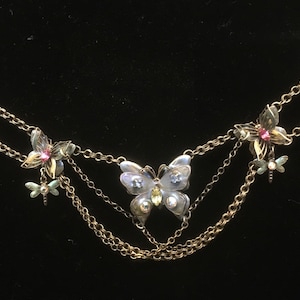 Necklace Kirks Folly Butterflies and Dragonflies Crystals Vintage