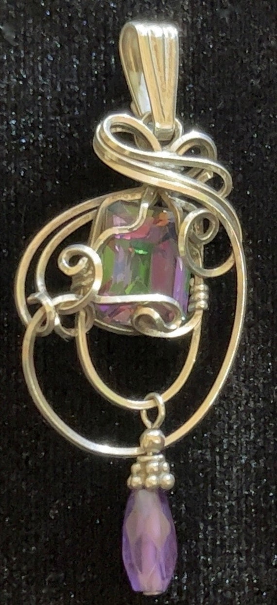 Sterling Wire-Wrapped Pendant with Mystic Topaz, A