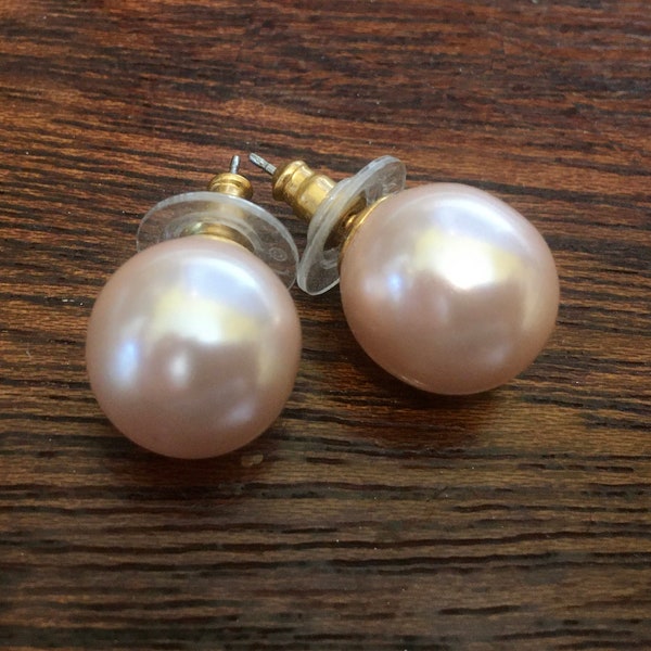 Joan Rivers Simulated Pink Pearl Stud Earrings