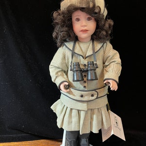 Wendy Lawton 13&quot; Bisque Doll &quot;Birdwatching&quot; with Signed Certificate of Authenticity