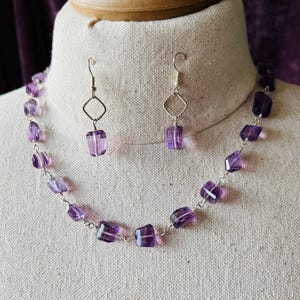 Purple Magic Handcrafted Amethyst Bead and Sterling Necklace and Earrings Set