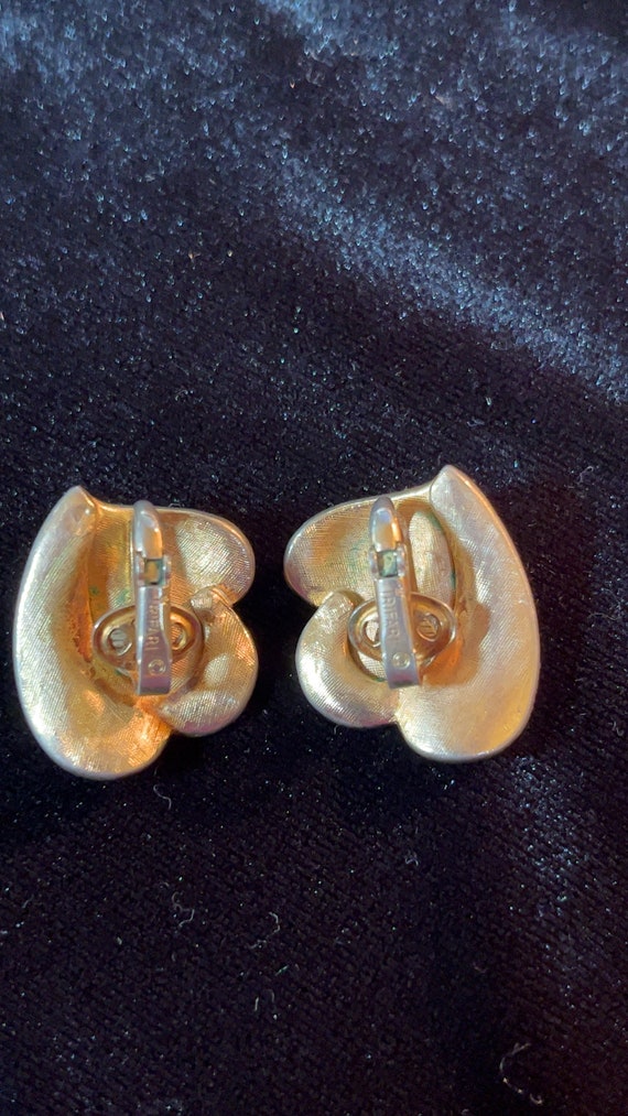 Vintage Signed Crown Trifari Clip-On Earrings Sig… - image 2