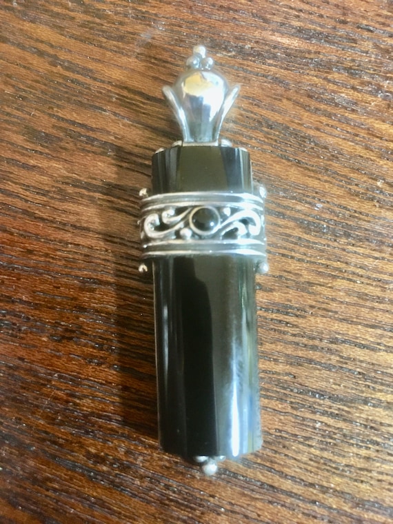 Black Onyx and Sterling Pendant