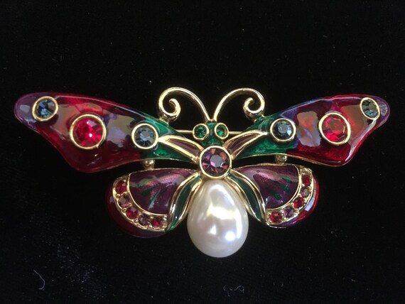 Vintage Joan Rivers Butterfly Brooch Signed