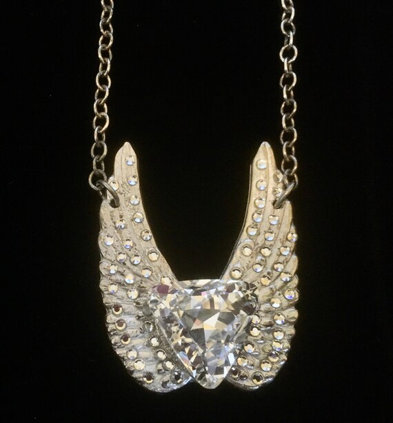 Silver Wings Necklace by Michelle Monroe Crystals 