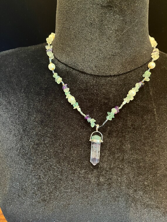 Fluorite Crystal Point Necklace Handmade