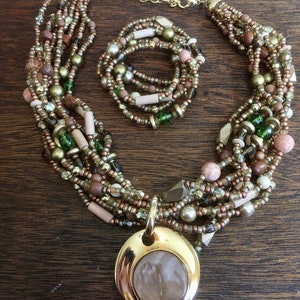 Joan Rivers Torsade Necklace with Removable Pendant/Enhancer & Six Matching Stretch Bracelets Signed Vintage