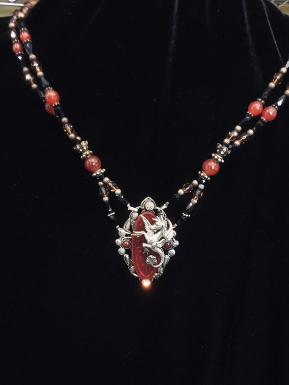 Kelpie Necklace Hand-Beaded Carnelian, Crystals, … - image 2