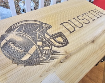 Rustic Engraved Football Keepsake Box: Senior Gift