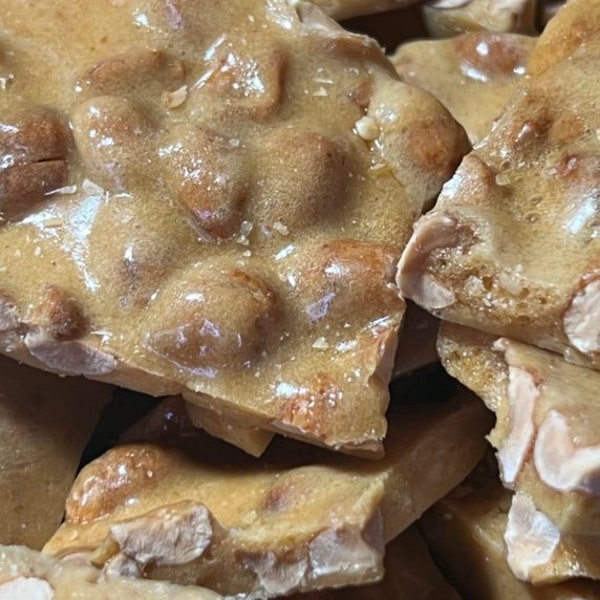 Peanut Brittle, Pecan Brittle, Cashew Brittle, Walnut Brittle and 3-Nut Deluxe