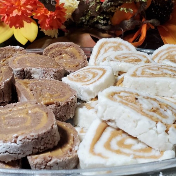 Dairy-Free Peanut Butter Rolls. Old-Fashioned Candy with your choice of Vanilla, Chocolate or Combination