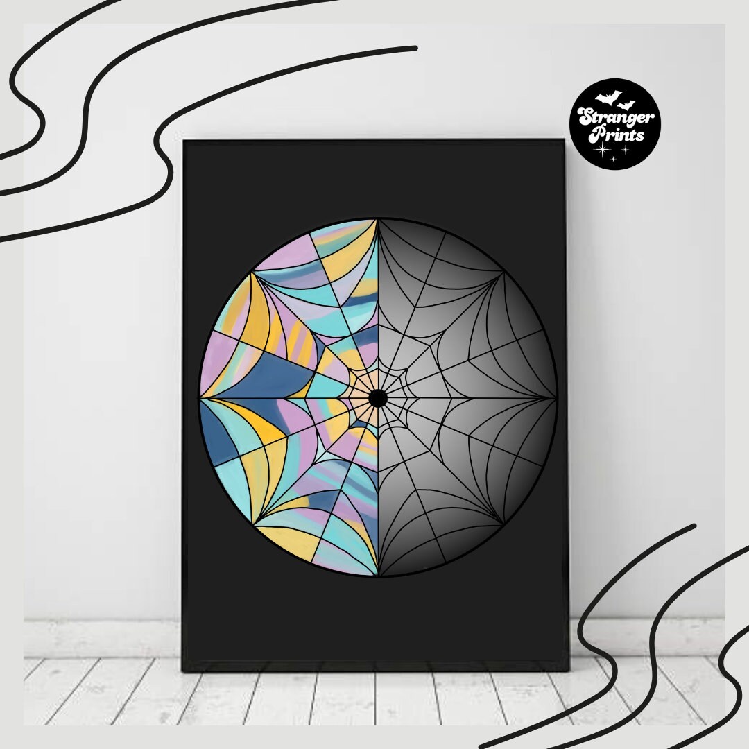 Wednesday Addams Netflix Stained Glass Window Inspired Print Black