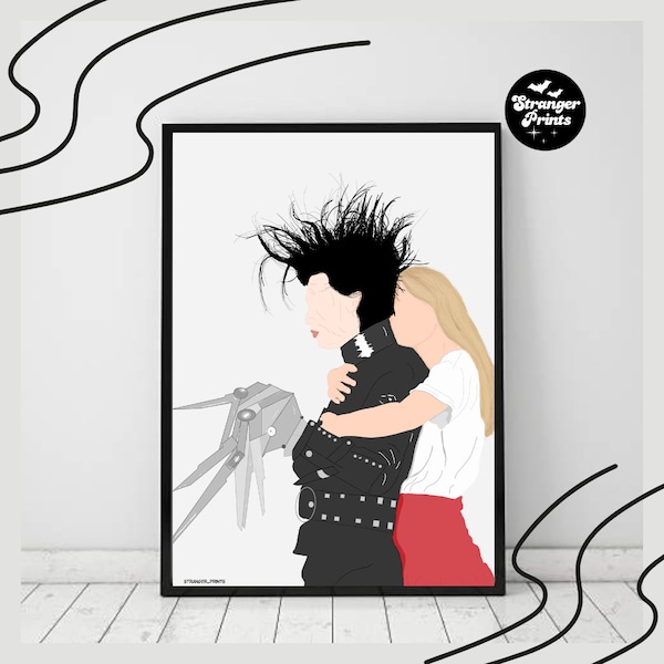 Edward Scissorhands inspired print- Tim Burton, Johnny depp, gothic decor dark love, love quotes movie poster