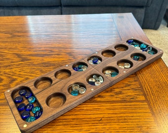 Custom Hardwood Mancala Game | Engraving Options | Cherry, Walnut, Maple, Purple Heart | Magnetic Closure