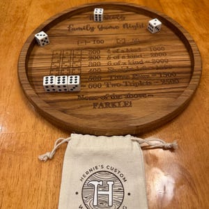 Personalized Hardwood Farkle Board Game: Custom Dice Rolling Tray
