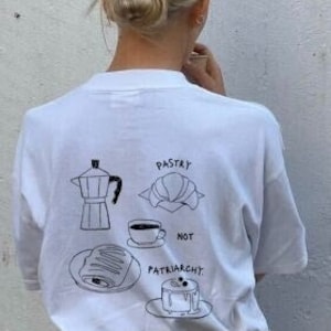 Pastelería no patriarcado camiseta feminista / amante de la pasta feminismo minimalista camiseta estética pinterest de gran tamaño / camiseta Pain au Chocolat