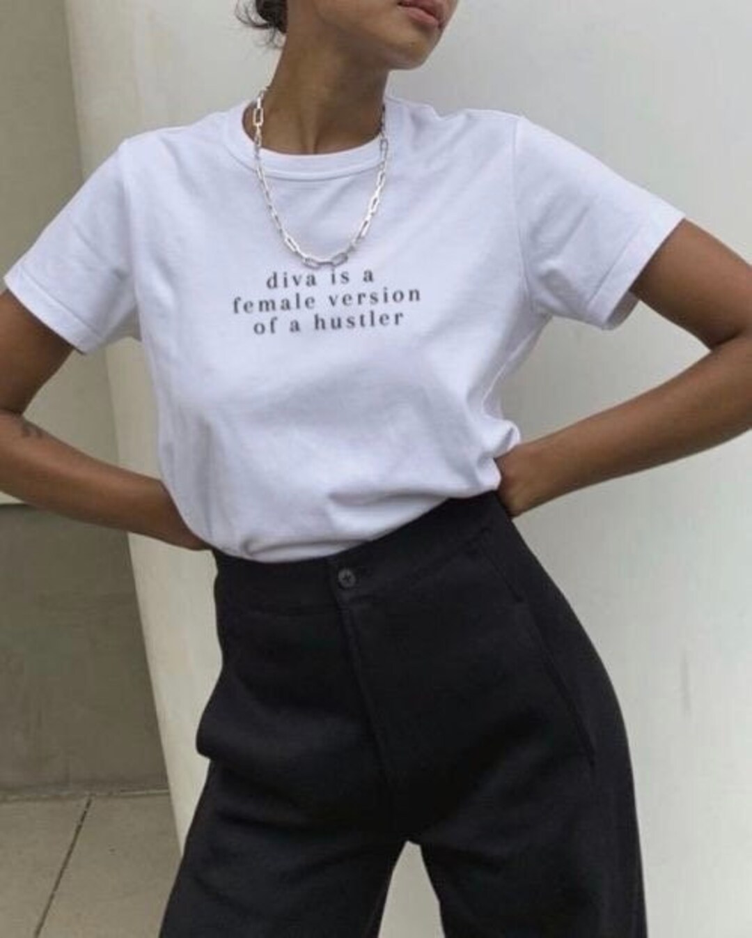 Diva is a Female Version of a Hustler Beyonce Lyrics Female Empowerment T shirt Feministic Quote Shirt Minimalistic Best Friend Gift Etsy