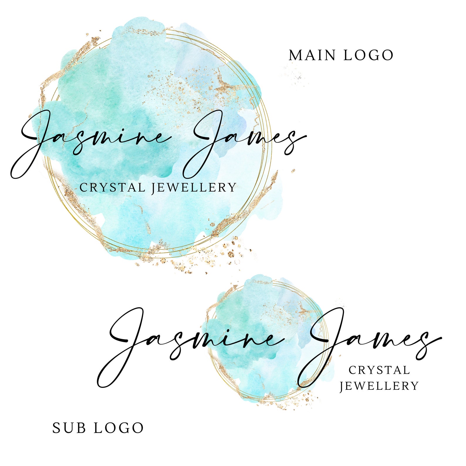 Turquoise Watercolor Logo Template: Editable Beauty Branding (canva) - Etsy