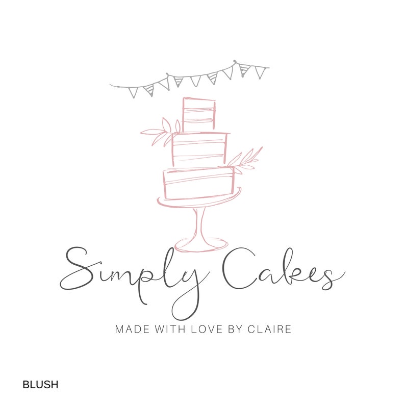 Pretty cake logo elegant and simple bakery logo handwritten | Etsy