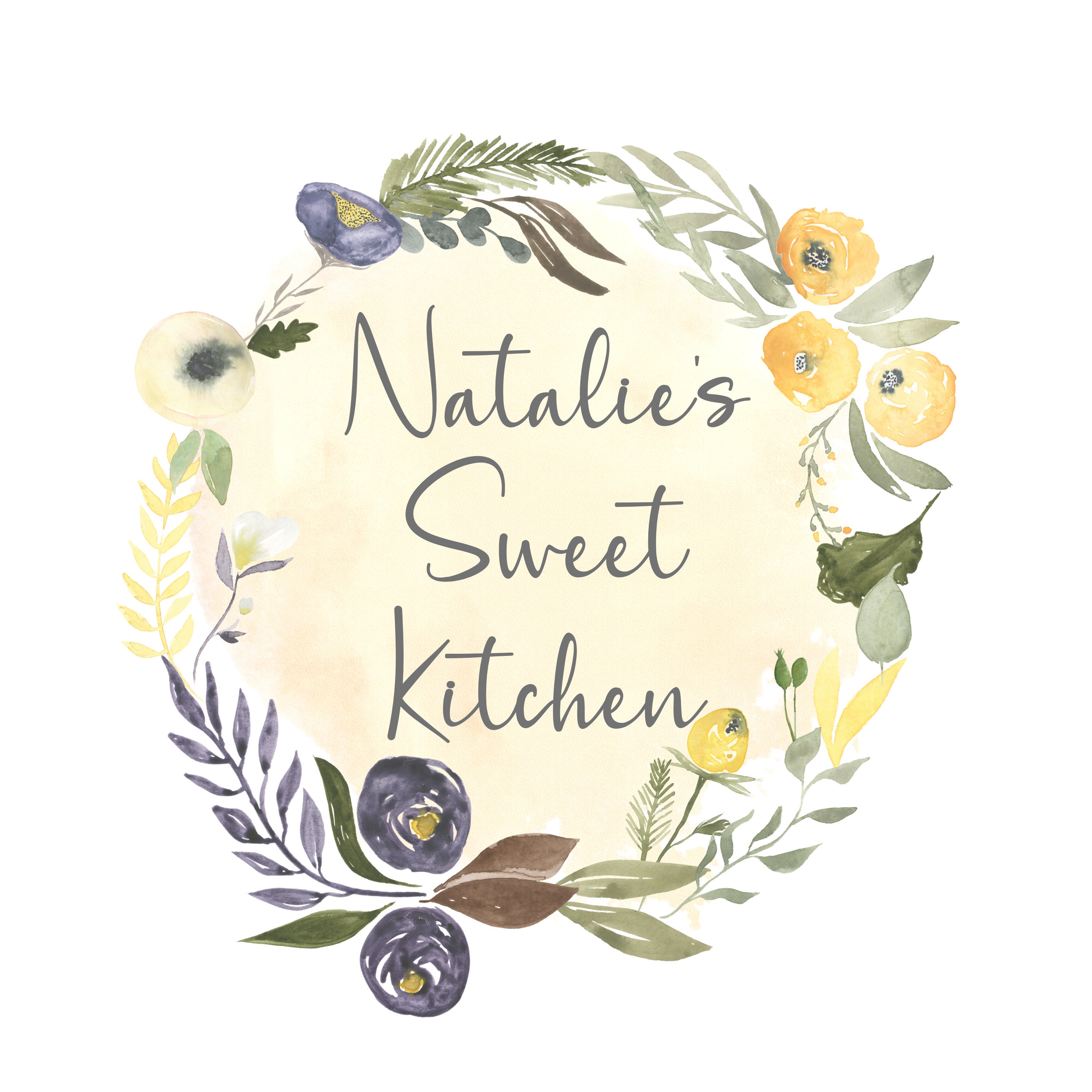 Flower Logo Wreath Logo Watercolour Bakery Logo Wild Etsy UK