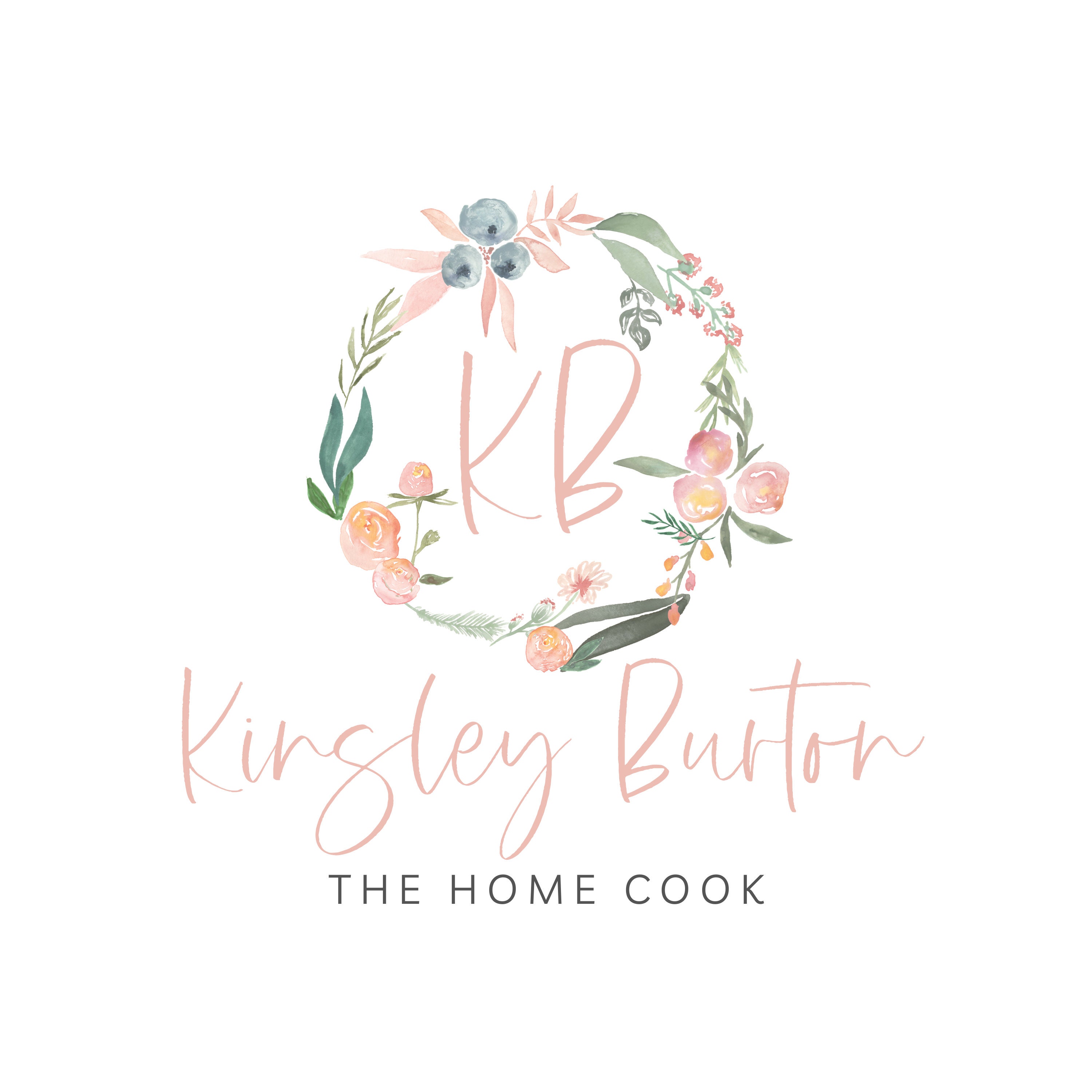 Flower Logo Wreath Logo Pastel Colour Logo Initials Logo Etsy UK