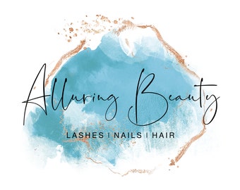 Blue & Gold Watercolor Logo: DIY Canva Template (Instant Download)