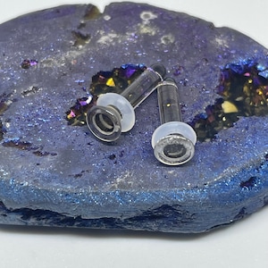 12 gauge single flare glass plugs (one pair) with orings (select color)