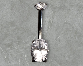 NAVEL BLING!!!  14 7/16 internally threaded titanium 5A CZ curved barbell! Only 20 available, while they last!