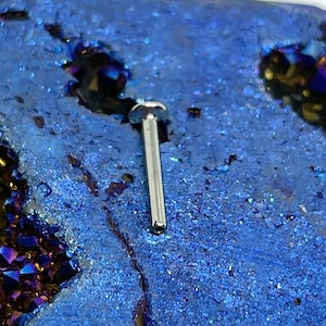 18 gauge 1/4 inch length titanium threadless Flatback (3/32 back disc) 6mm length