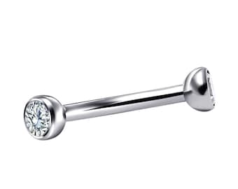 16 5/16 threadless titanium cz curved barbell