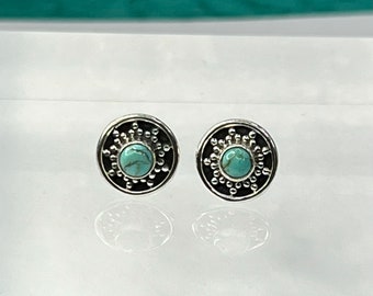 Sterling Silver Earrings with faux Turquoise