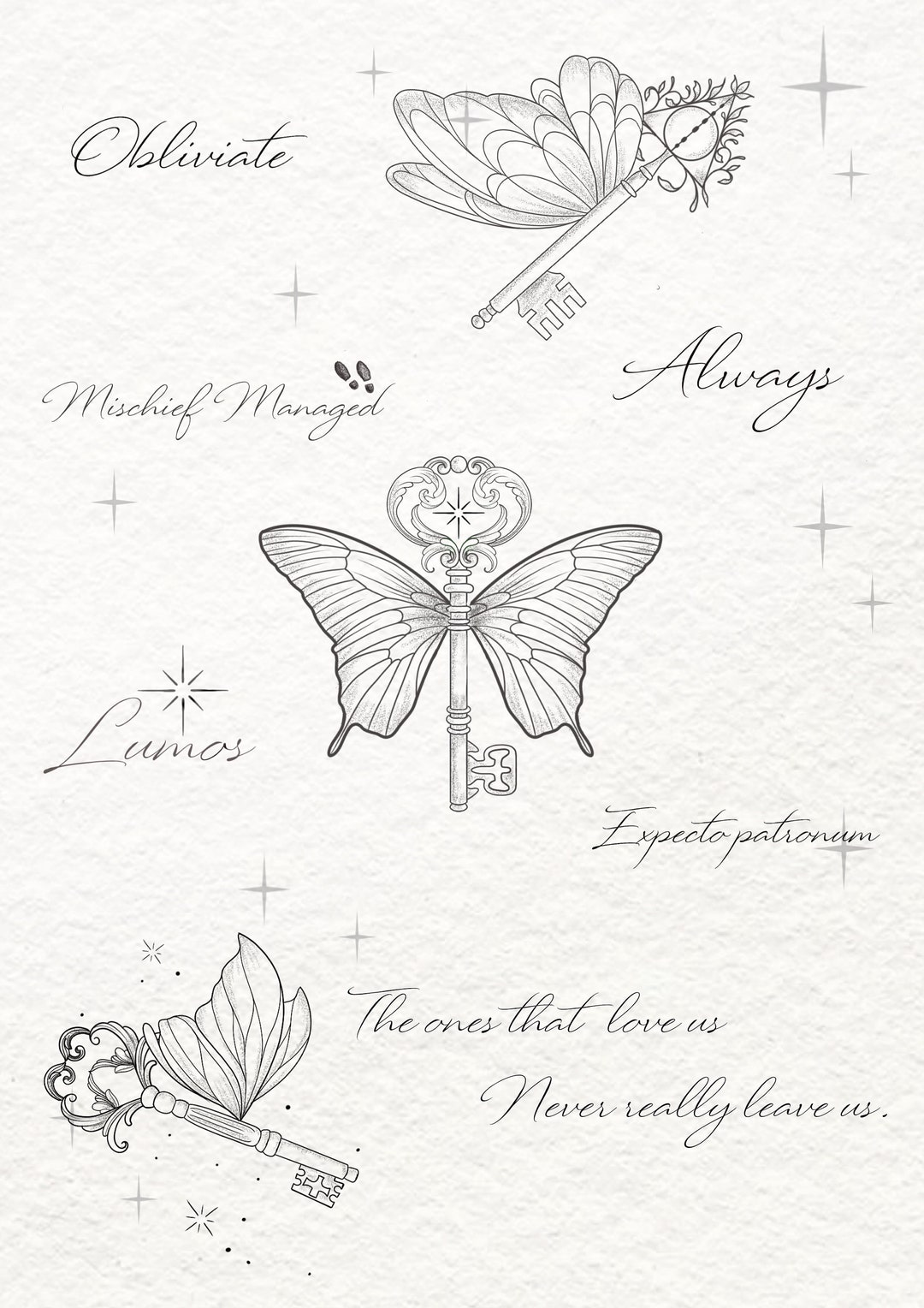 Flying Keys Harry Potter Hogwarts Art Print on White Hammered - Etsy