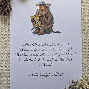 The Gruffalo&#39;s Child , Julia Donaldson Art Print on white hammered card size A4. Free combined postage for all additional prints purchased