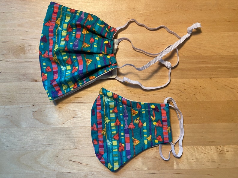 Mask in Festival Certified Organic Cotton fabric 100/% Cotton Washable Reusable Nose Wire Donation to Food Pantry