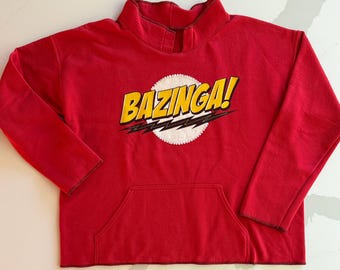 Upcycled Big Bang Theory sweatshirt with embroidery, sequins, beads. Price includes donation to charity.