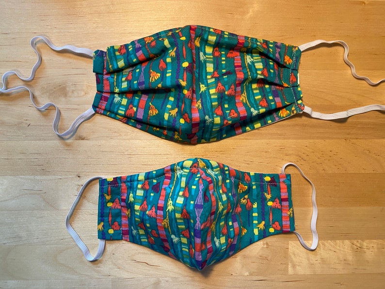 Mask in Festival Certified Organic Cotton fabric 100/% Cotton Washable Reusable Nose Wire Donation to Food Pantry
