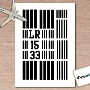 Model Airport Runway Markings. SVG / PDF file for Vinyl cutting machine, Cricut or Silhouette. 1/400 scale 1/500 scale for Diorama.
