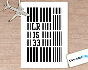 Model Airport Runway Markings, 1/400 1/500 Scale Diorama (SVG/PDF). Cut and Print Your Own.