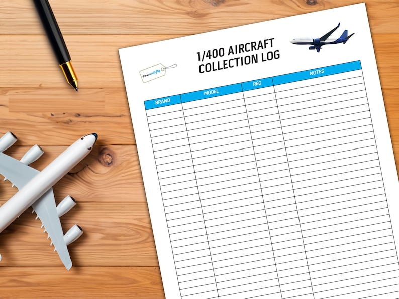 1/400 Scale Model Aircraft Collection Log Sheet (PDF). Diecast Plane ...
