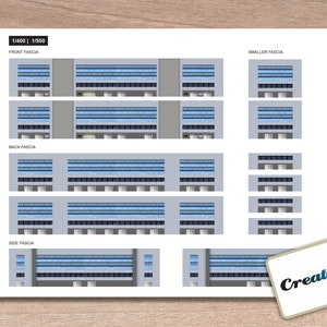 Model Airport Terminal Building Front Fascia Panels. VERSION 1. 1/400 scale 1/500 scale for Model Airport Layout Diorama. Model Aircraft.
