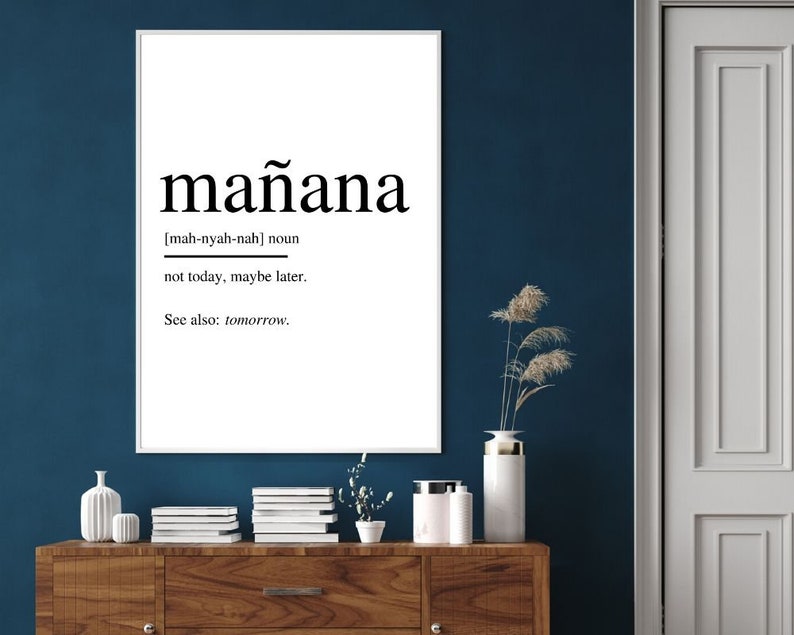 Manana definition print Black and white Funny quote print Etsy