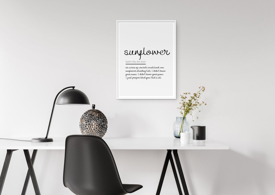 Sunflower Definition print Courteeners lyrics print Music Etsy