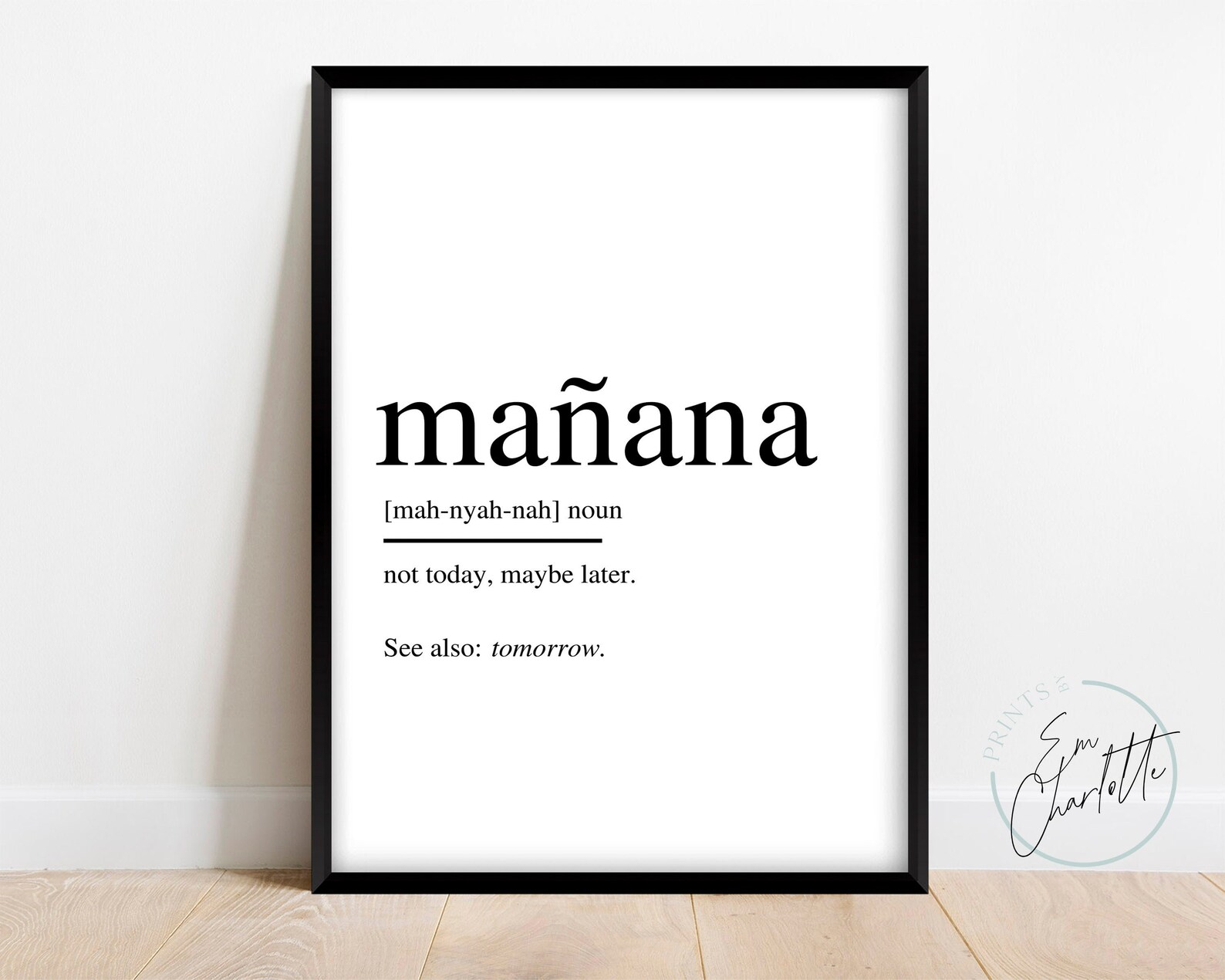 Manana Definition Print Funny Quote Print Minimalist Print Etsy