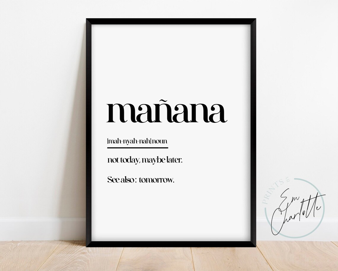 Manana definition print Funny quote print Minimalist print Etsy