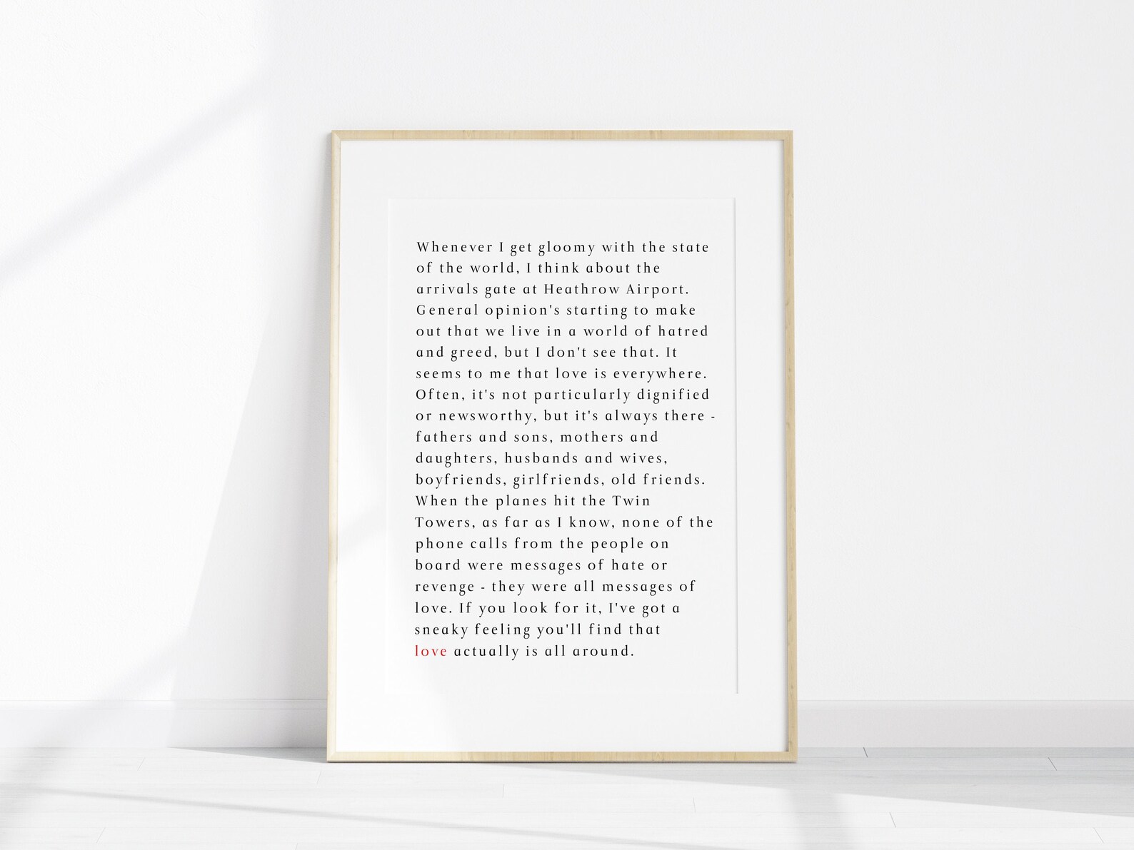 Love Actually Quote Print Love print Black and white Etsy