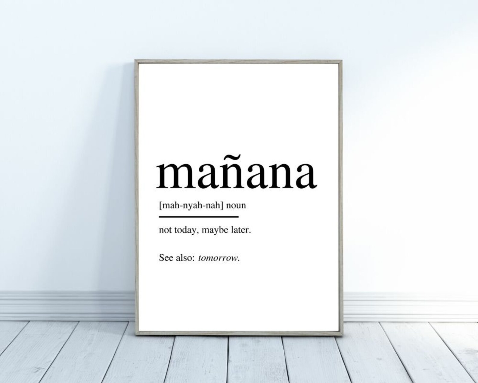 Manana definition print Black and white Funny quote print Etsy