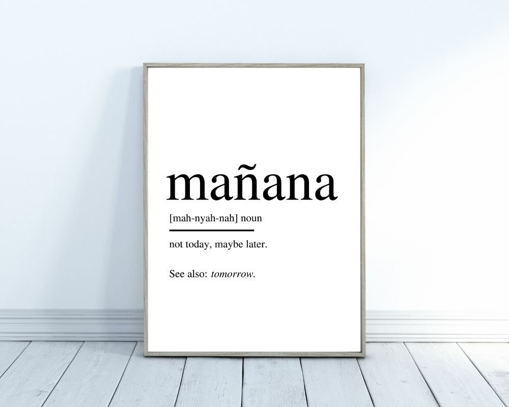 Manana definition print Black and white Funny quote print Etsy