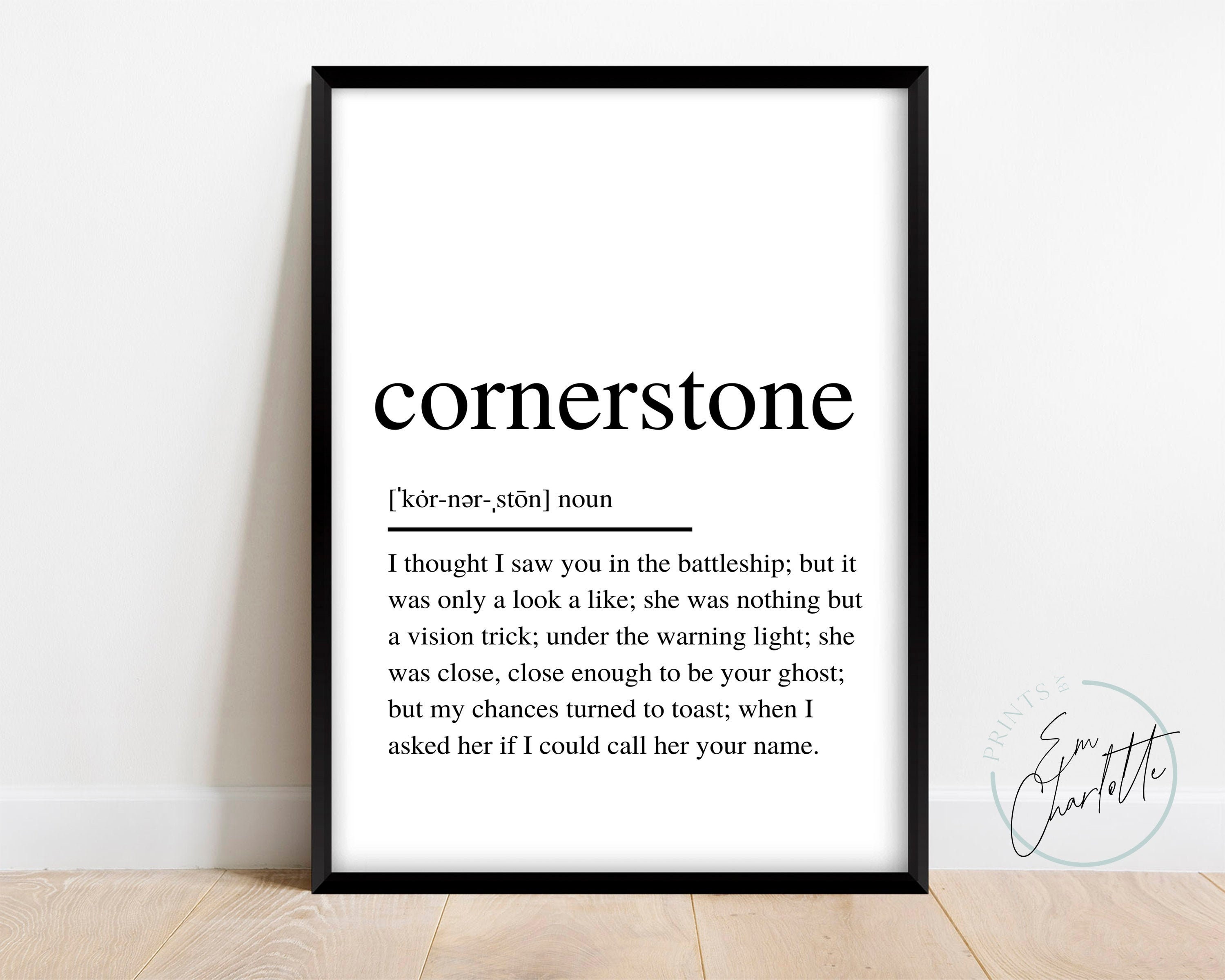 Cornerstone Definition Print Arctic Monkeys Lyrics Indie Etsy