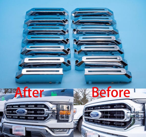 Chrome Grille Insert Trim Compatible with 2021-2023 Ford F-150 XL/XLT - Adhesive Backed Custom Fit Overlay
